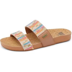 imageREEF Cushion Vista Womens Fashion Slide Sandal Vegan Leather Strap Ultra Soft Cushion FootbedBeachy Woven