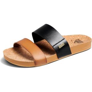 imageREEF Cushion Vista Womens Fashion Slide Sandal Vegan Leather Strap Ultra Soft Cushion FootbedBlack Duo