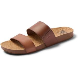 imageREEF Cushion Vista Womens Fashion Slide Sandal Vegan Leather Strap Ultra Soft Cushion FootbedEspresso Duo