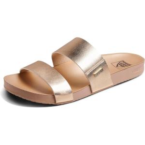 imageREEF Cushion Vista Womens Fashion Slide Sandal Vegan Leather Strap Ultra Soft Cushion FootbedGolden Hour