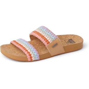 imageREEF Cushion Vista Womens Fashion Slide Sandal Vegan Leather Strap Ultra Soft Cushion FootbedMulti Textile