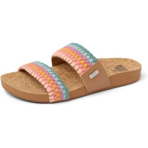 imageREEF Cushion Vista Womens Fashion Slide Sandal Vegan Leather Strap Ultra Soft Cushion FootbedSherbet Multi