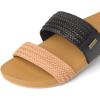 image:imageREEF Vista Braid II Womens Fashion Slide Sandal Vegan Leather Strap Ultra Soft Cushion FootbedBlackTan Braid