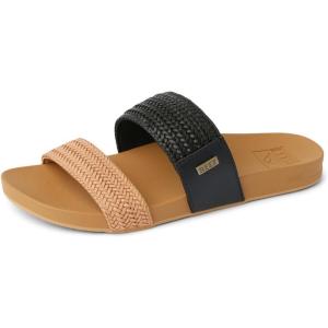image:imageREEF Vista Braid II Womens Fashion Slide Sandal Vegan Leather Strap Ultra Soft Cushion FootbedBlackTan Braid