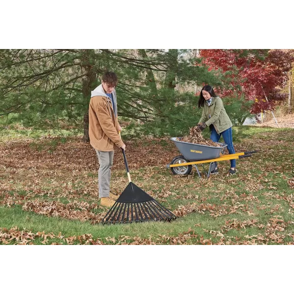 imageTrue Temper 20201001 Steel Tine Leaf Rake with HardwoodSteel Handle 22 Tines Black30 in Clog Free Leaf Rake