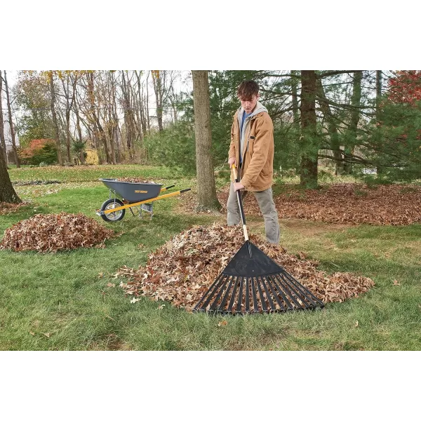 imageTrue Temper 20201001 Steel Tine Leaf Rake with HardwoodSteel Handle 22 Tines Black30 in Clog Free Leaf Rake