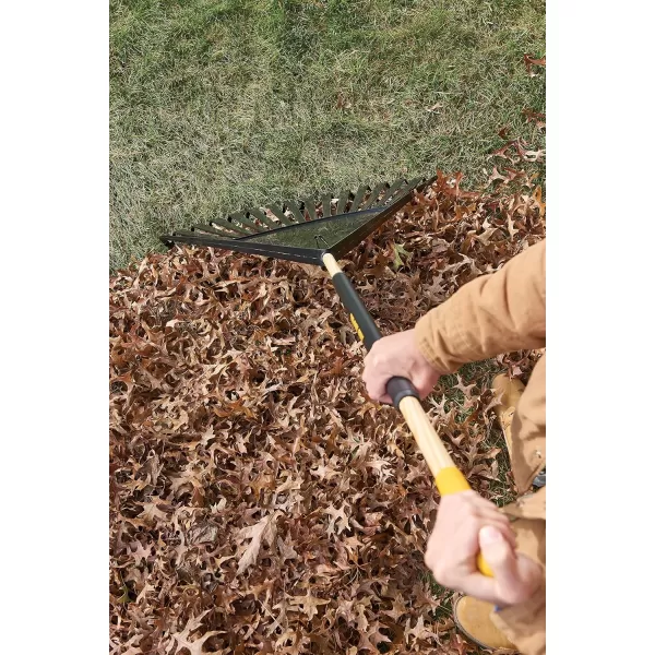 imageTrue Temper 20201001 Steel Tine Leaf Rake with HardwoodSteel Handle 22 Tines Black30 in Clog Free Leaf Rake