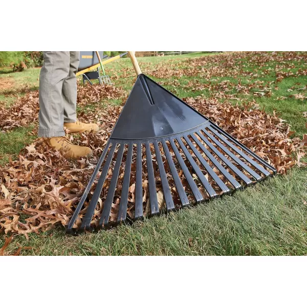 imageTrue Temper 20201001 Steel Tine Leaf Rake with HardwoodSteel Handle 22 Tines Black30 in Clog Free Leaf Rake