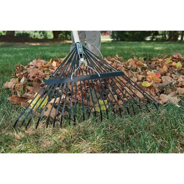 imageTrue Temper 20201001 Steel Tine Leaf Rake with HardwoodSteel Handle 22 Tines BlackSteel Tine Leaf Rake