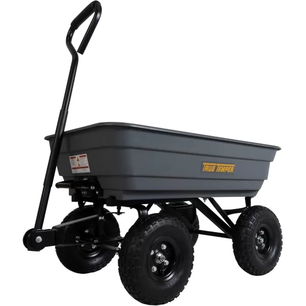 imageTrue Temper Poly Garden Cart Wagon Easy Dump Design 4 Cu Ft Capacity 10 in Pneumatic Tires for Lawn Utility Yard Farm