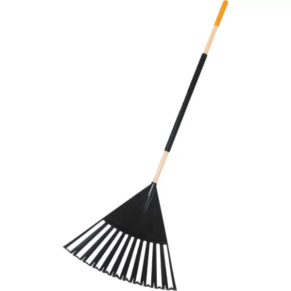 imageTrue Temper 20201001 Steel Tine Leaf Rake with HardwoodSteel Handle 22 Tines Black24 in Clog Free Leaf Rake