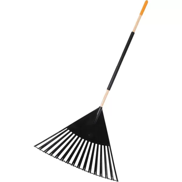 imageTrue Temper 20201001 Steel Tine Leaf Rake with HardwoodSteel Handle 22 Tines Black30 in Clog Free Leaf Rake