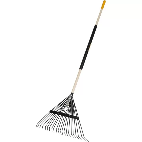 imageTrue Temper 20201001 Steel Tine Leaf Rake with HardwoodSteel Handle 22 Tines BlackSteel Tine Leaf Rake