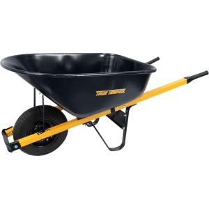 imageTrue Temper R6STFFEC 6 Cu Ft Steel Tray Wheelbarrow with Never Flat Tire ampamp Steel Handles BlackCART