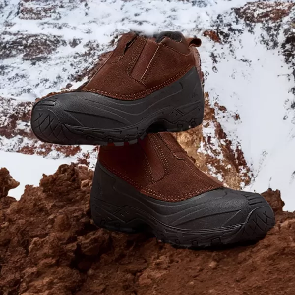 imageLONDON FOG Bronson Slip On Snow Boots for Men Waterproof Shoes  Suede Insulated Winter Boots for Men Black or Brown Mens Size 7 to 15Black