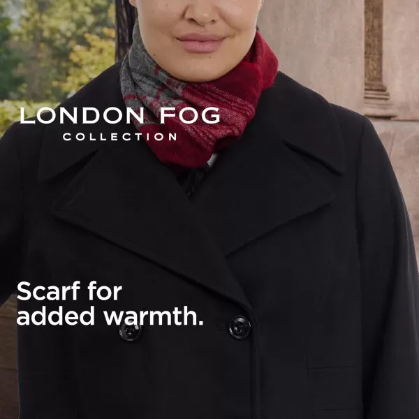 imageLONDON FOG Womens PlusSize Double Breasted Peacoat with ScarfBlack