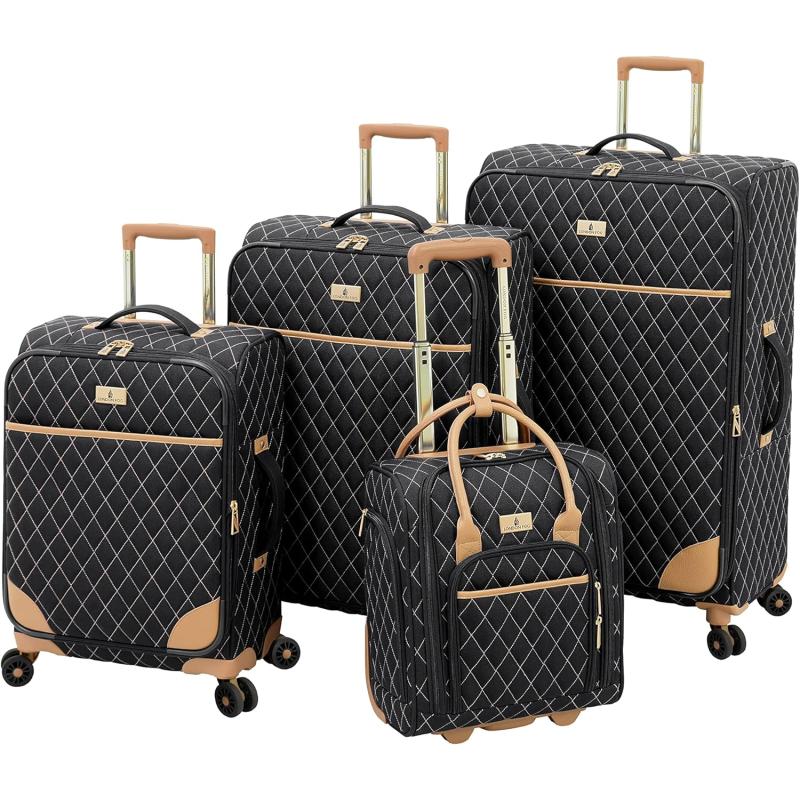 imageLONDON FOG Queensbury With Lightweight Expandable Telescoping Handles Navy 4 PieceBlack