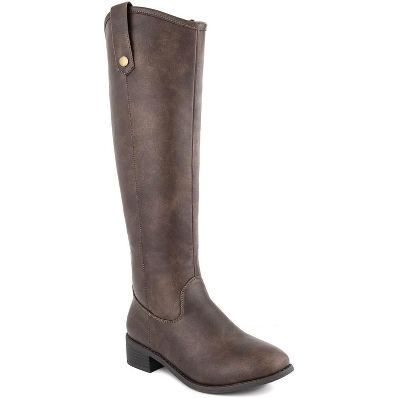 imageLONDON FOG Womens Irie Riding Boot Regular and Wide Calf colors availableDk Brown Distressed