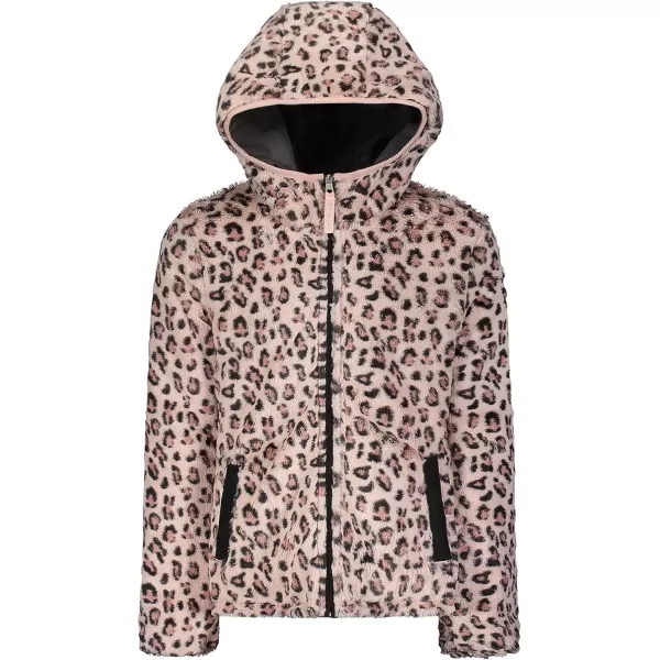 imageLONDON FOG Girls Midweight Fleece Lined JacketBlack Reversible Pink Cheetah