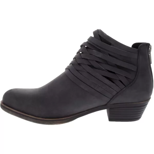 imageLONDON FOG Womens Mittle Dress Block Heel Ankle Boot Ladies Back Zip Bootie with Criss Cross WraparoundsBlack