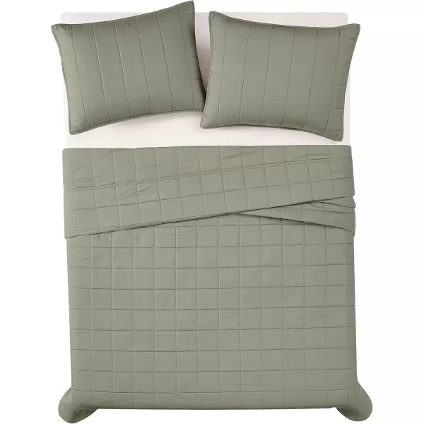 imageLondon Fog Garment Washed Solid Quilt Set Grey Microfiber 3Piece FullQueen Quilt Set Solid Themed Adult and Teen OekoTEX CertifiedGreen