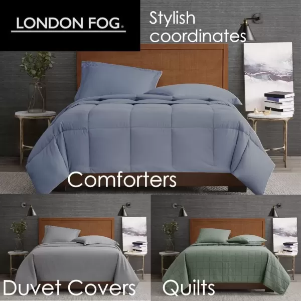 imageLondon Fog Garment Washed Solid Quilt Set Grey Microfiber 3Piece FullQueen Quilt Set Solid Themed Adult and Teen OekoTEX CertifiedGreen