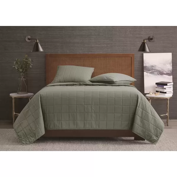 imageLondon Fog Garment Washed Solid Quilt Set Grey Microfiber 3Piece FullQueen Quilt Set Solid Themed Adult and Teen OekoTEX CertifiedGreen