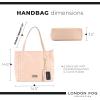 imageLONDON FOG QUENDI Tote Bag for Women Vegan Leather Shoulder Bag with ID Wallet
