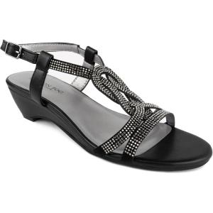 imageLONDON FOG Womens Macey DemiWedge Dress SandalsBlack Fabric