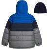 imageLONDON FOG Boys Heavyweight Hooded Puffer Jacket with SherpaLined Hood ampamp Fleece BeanieBlue Royal Navy