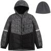 imageLONDON FOG Boys Heavyweight Hooded Puffer Jacket with SherpaLined Hood ampamp Fleece BeanieBlack