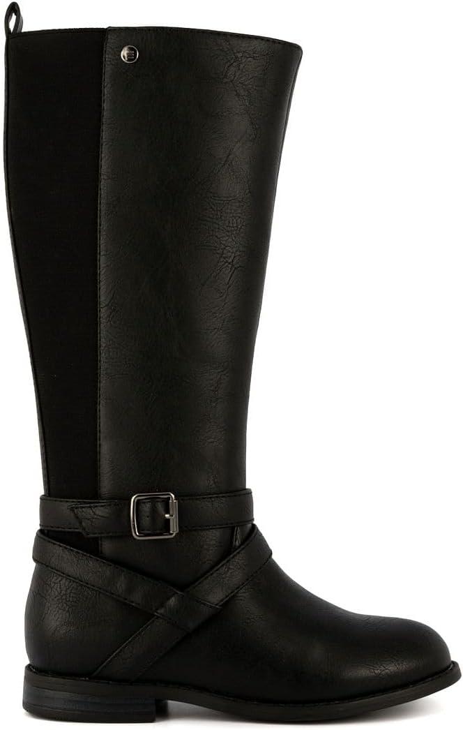 imageLONDON FOG Girls Brooke Knee High Fashion Boot Zip Up Boot With Fashion BuckleBlack