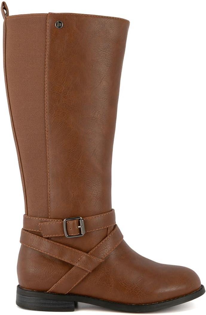 imageLONDON FOG Girls Brooke Knee High Fashion Boot Zip Up Boot With Fashion BuckleCognac