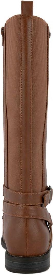 imageLONDON FOG Girls Brooke Knee High Fashion Boot Zip Up Boot With Fashion BuckleCognac