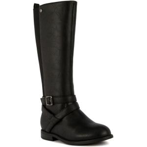 imageLONDON FOG Girls Brooke Knee High Fashion Boot Zip Up Boot With Fashion BuckleBlack