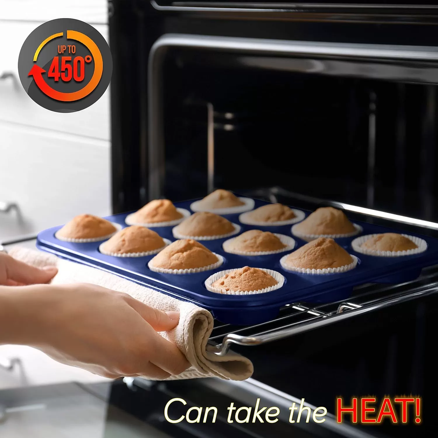imageNutriChef 12cup Golden Oven Muffin Pan NonStick Coated Layer Surface Even Heating Muffin Tray for Muffins Cupcakes Pastries ampamp Mini Pies Used for Model Number NCBK6TR7 and NCBK6TR75nonstick muffin pan  blue