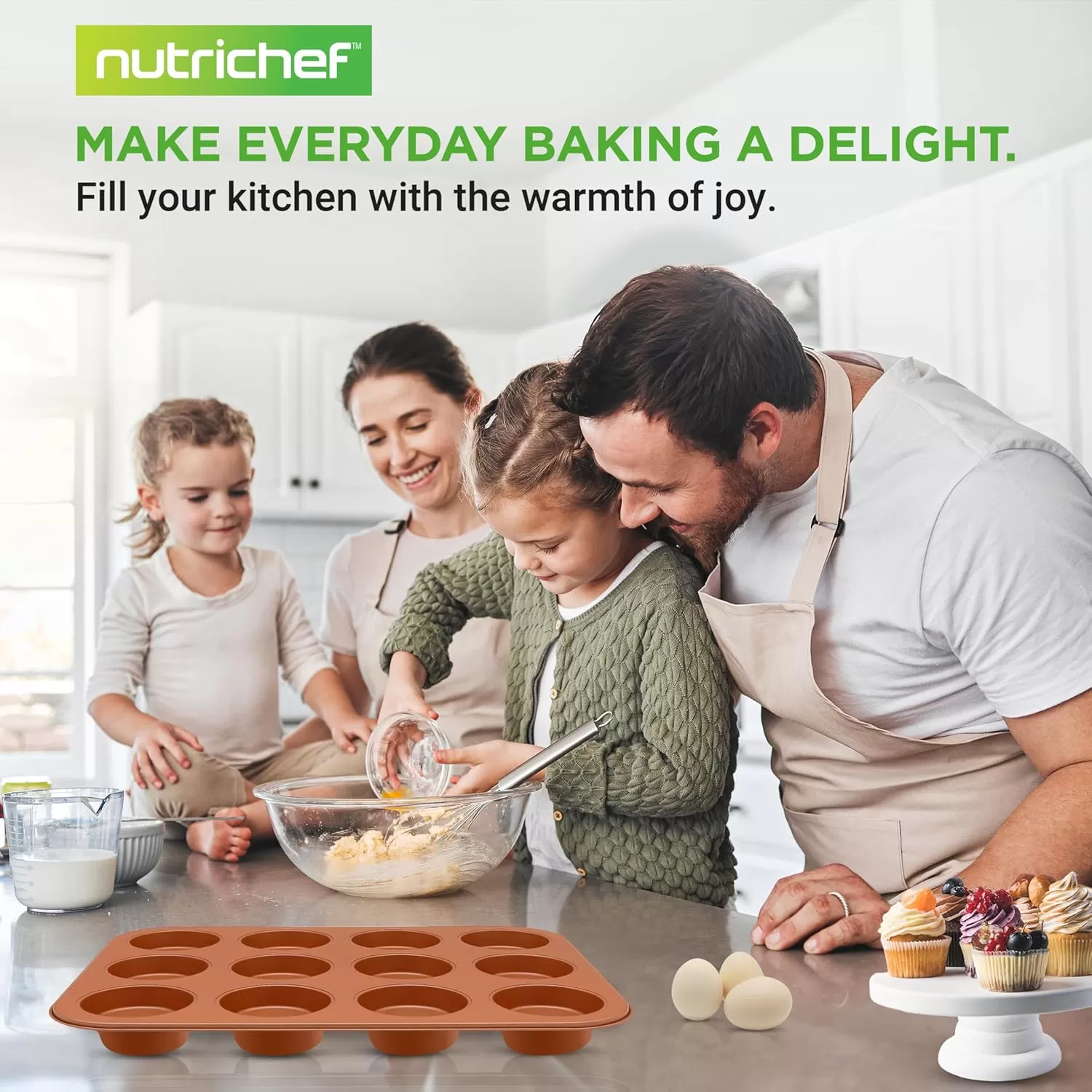 imageNutriChef 12cup Golden Oven Muffin Pan NonStick Coated Layer Surface Even Heating Muffin Tray for Muffins Cupcakes Pastries ampamp Mini Pies Used for Model Number NCBK6TR7 and NCBK6TR75nonstick muffin pan  copper