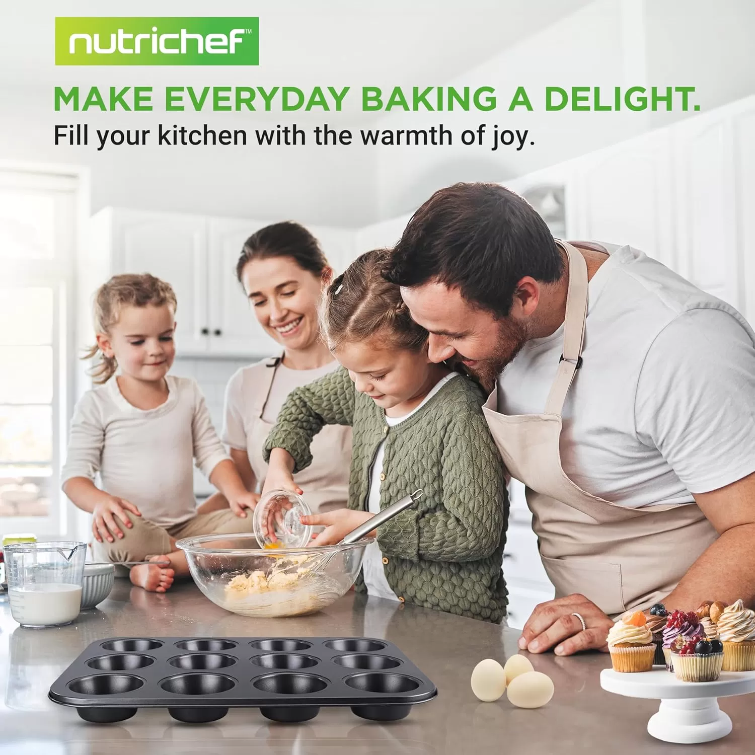 imageNutriChef 12cup Golden Oven Muffin Pan NonStick Coated Layer Surface Even Heating Muffin Tray for Muffins Cupcakes Pastries ampamp Mini Pies Used for Model Number NCBK6TR7 and NCBK6TR75nonstick muffin pan  dark gray