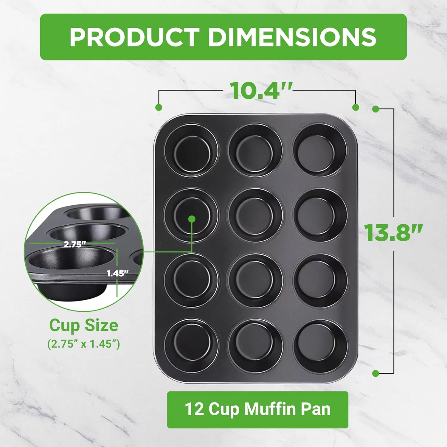 imageNutriChef 12cup Golden Oven Muffin Pan NonStick Coated Layer Surface Even Heating Muffin Tray for Muffins Cupcakes Pastries ampamp Mini Pies Used for Model Number NCBK6TR7 and NCBK6TR75nonstick muffin pan  dark gray