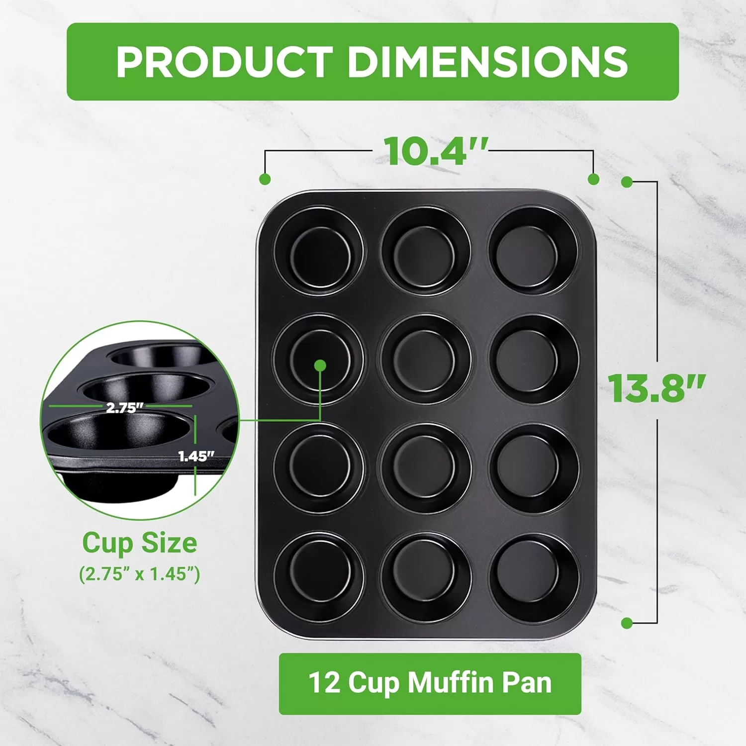imageNutriChef 12cup Golden Oven Muffin Pan NonStick Coated Layer Surface Even Heating Muffin Tray for Muffins Cupcakes Pastries ampamp Mini Pies Used for Model Number NCBK6TR7 and NCBK6TR75nonstick muffin pan  black
