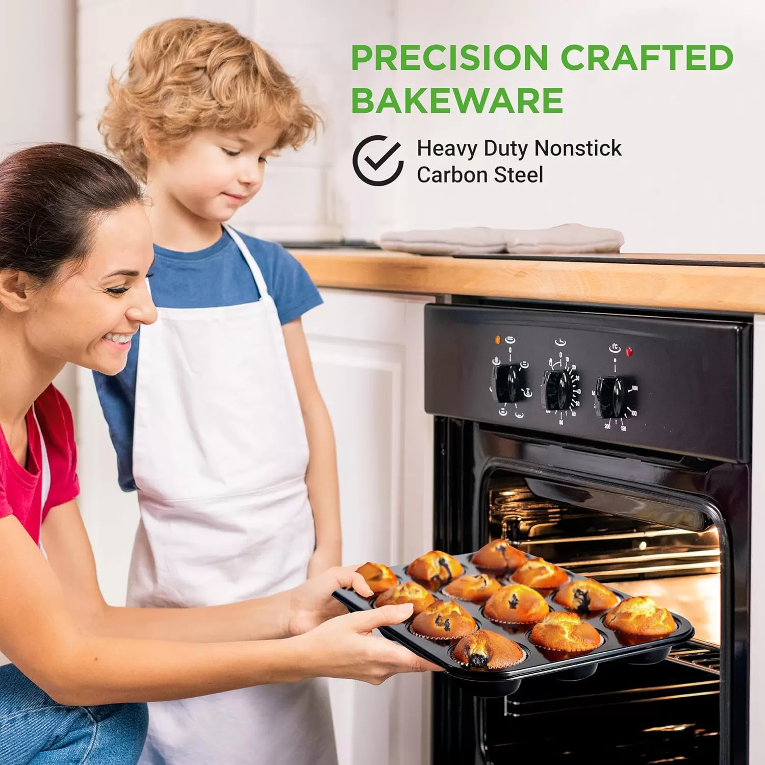 imageNutriChef 12cup Golden Oven Muffin Pan NonStick Coated Layer Surface Even Heating Muffin Tray for Muffins Cupcakes Pastries ampamp Mini Pies Used for Model Number NCBK6TR7 and NCBK6TR75nonstick muffin pan  black