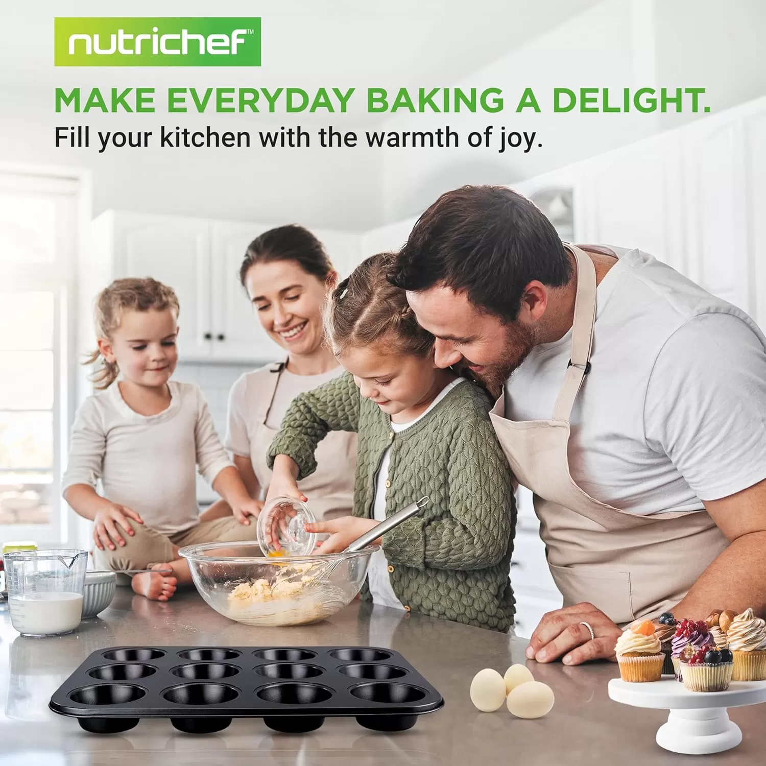 imageNutriChef 12cup Golden Oven Muffin Pan NonStick Coated Layer Surface Even Heating Muffin Tray for Muffins Cupcakes Pastries ampamp Mini Pies Used for Model Number NCBK6TR7 and NCBK6TR75nonstick muffin pan  black