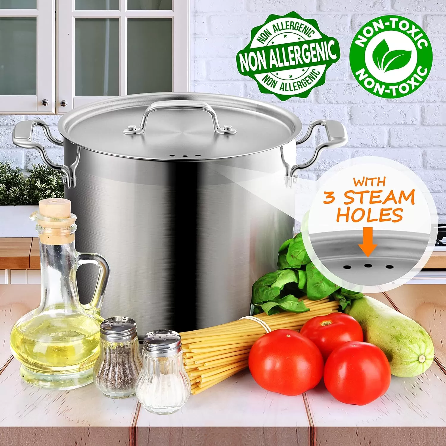 imageNutriChef 20 Quart HeavyDuty Stockpot with Stainless Lid  Large Pot for Induction Gas ampamp Electric Cooktops Perfect for Soups ampamp Stews12 Quarts