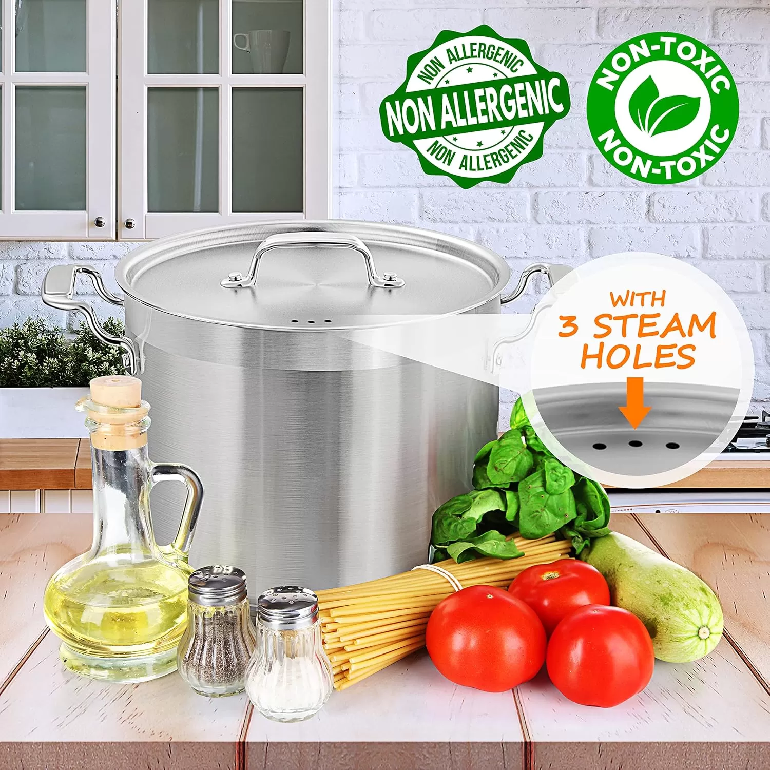 imageNutriChef 20 Quart HeavyDuty Stockpot with Stainless Lid  Large Pot for Induction Gas ampamp Electric Cooktops Perfect for Soups ampamp Stews14 Quarts