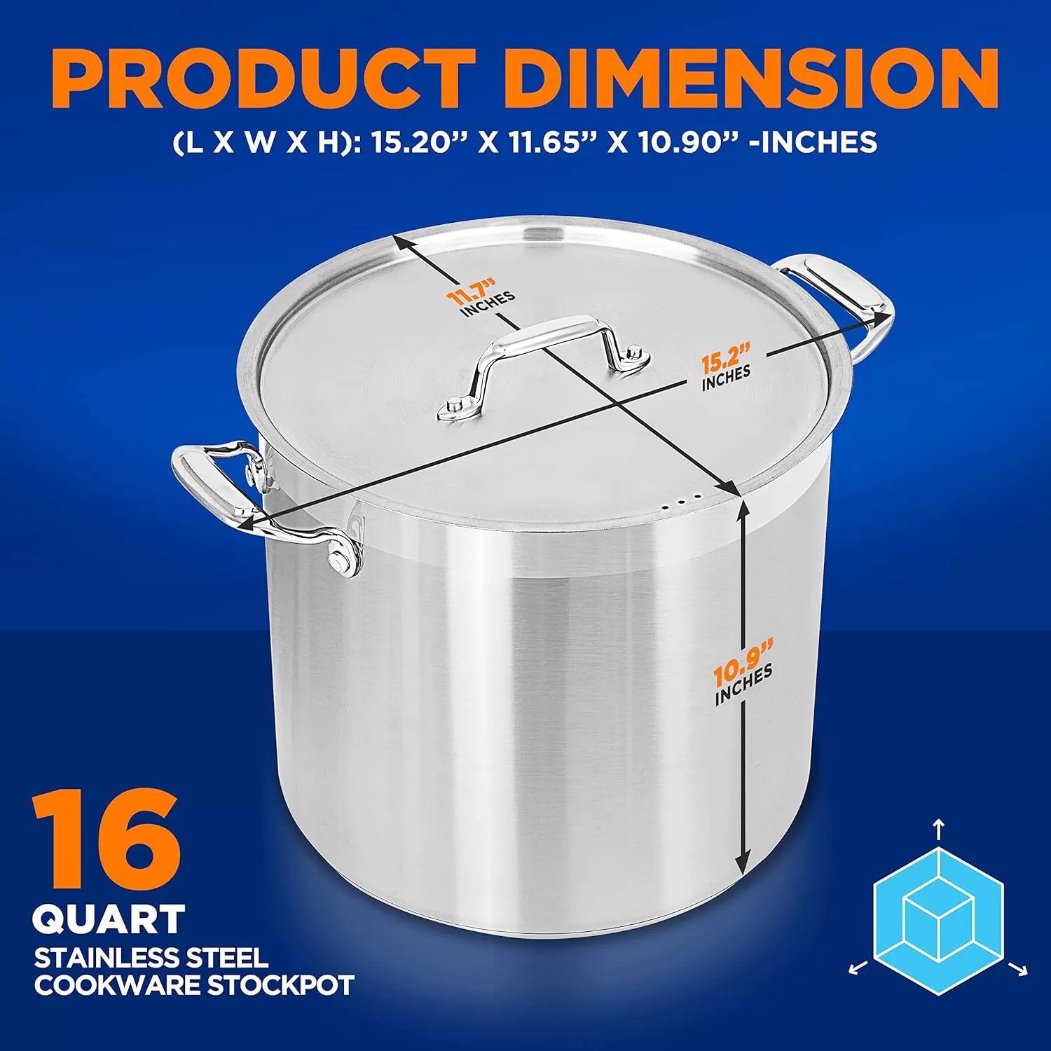 imageNutriChef 20 Quart HeavyDuty Stockpot with Stainless Lid  Large Pot for Induction Gas ampamp Electric Cooktops Perfect for Soups ampamp Stews16 Quarts