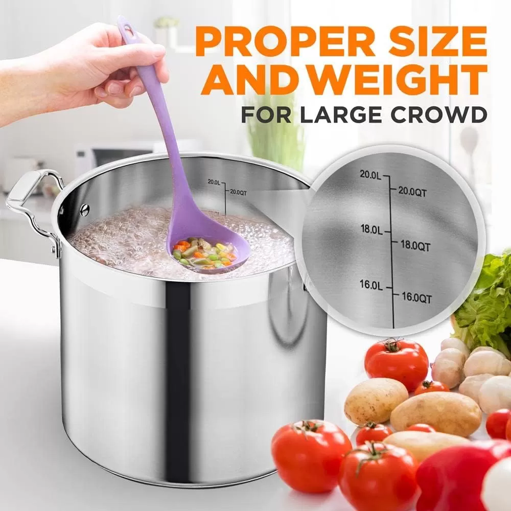 imageNutriChef 20 Quart HeavyDuty Stockpot with Stainless Lid  Large Pot for Induction Gas ampamp Electric Cooktops Perfect for Soups ampamp Stews20 Quarts