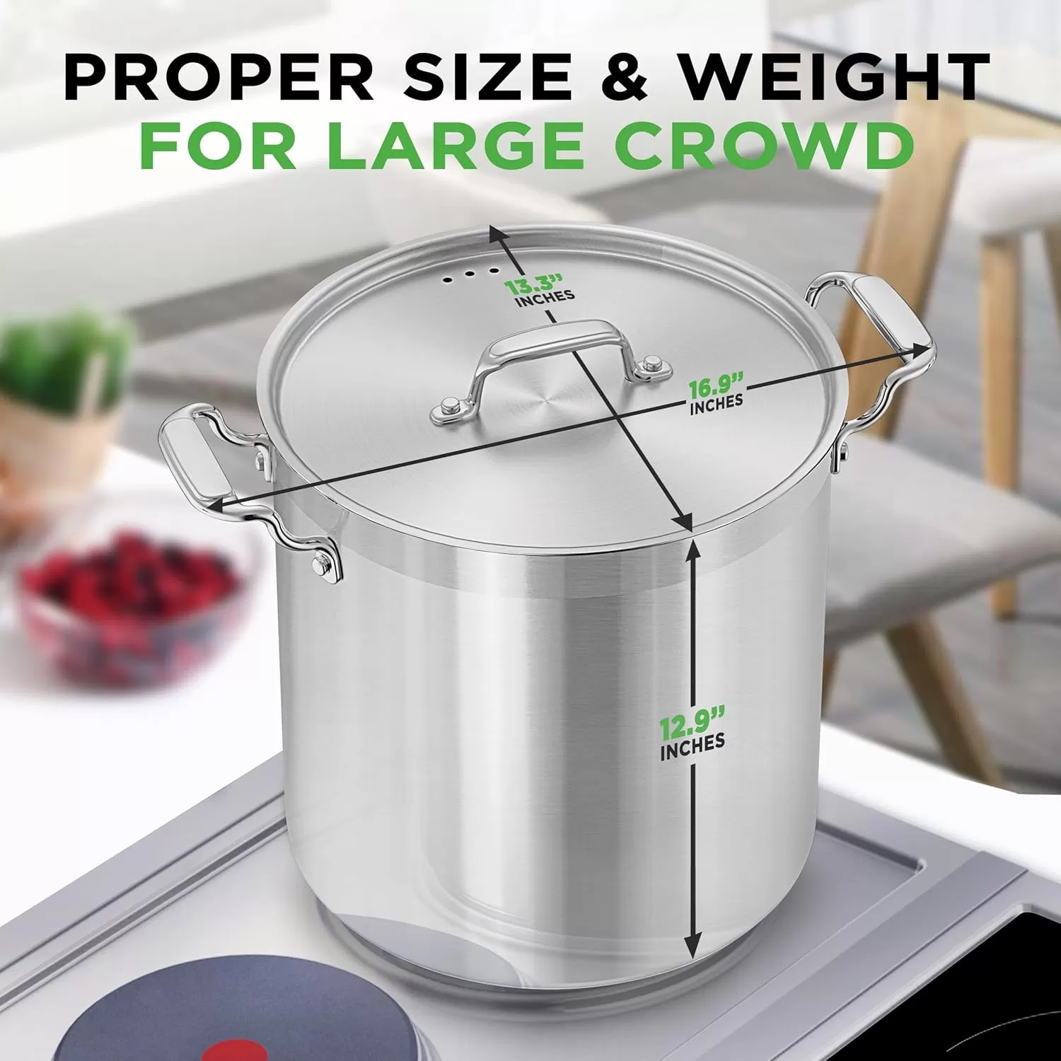 imageNutriChef 20 Quart HeavyDuty Stockpot with Stainless Lid  Large Pot for Induction Gas ampamp Electric Cooktops Perfect for Soups ampamp Stews24 Quarts