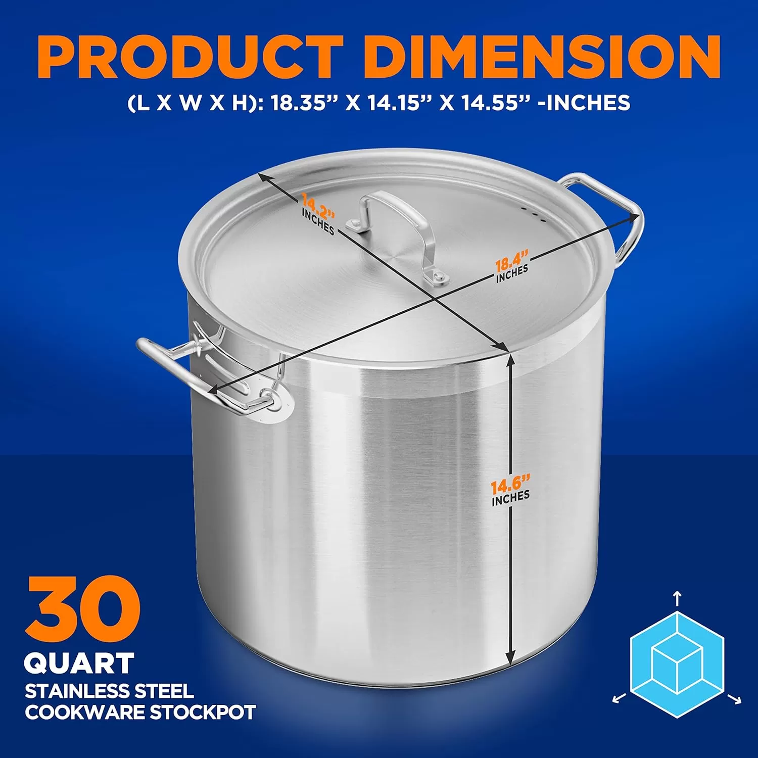 imageNutriChef 20 Quart HeavyDuty Stockpot with Stainless Lid  Large Pot for Induction Gas ampamp Electric Cooktops Perfect for Soups ampamp Stews30 Quarts
