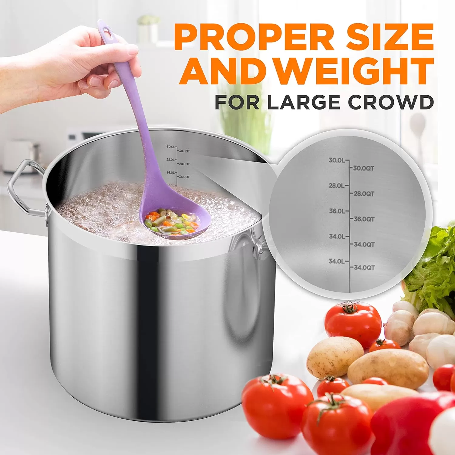 imageNutriChef 20 Quart HeavyDuty Stockpot with Stainless Lid  Large Pot for Induction Gas ampamp Electric Cooktops Perfect for Soups ampamp Stews30 Quarts