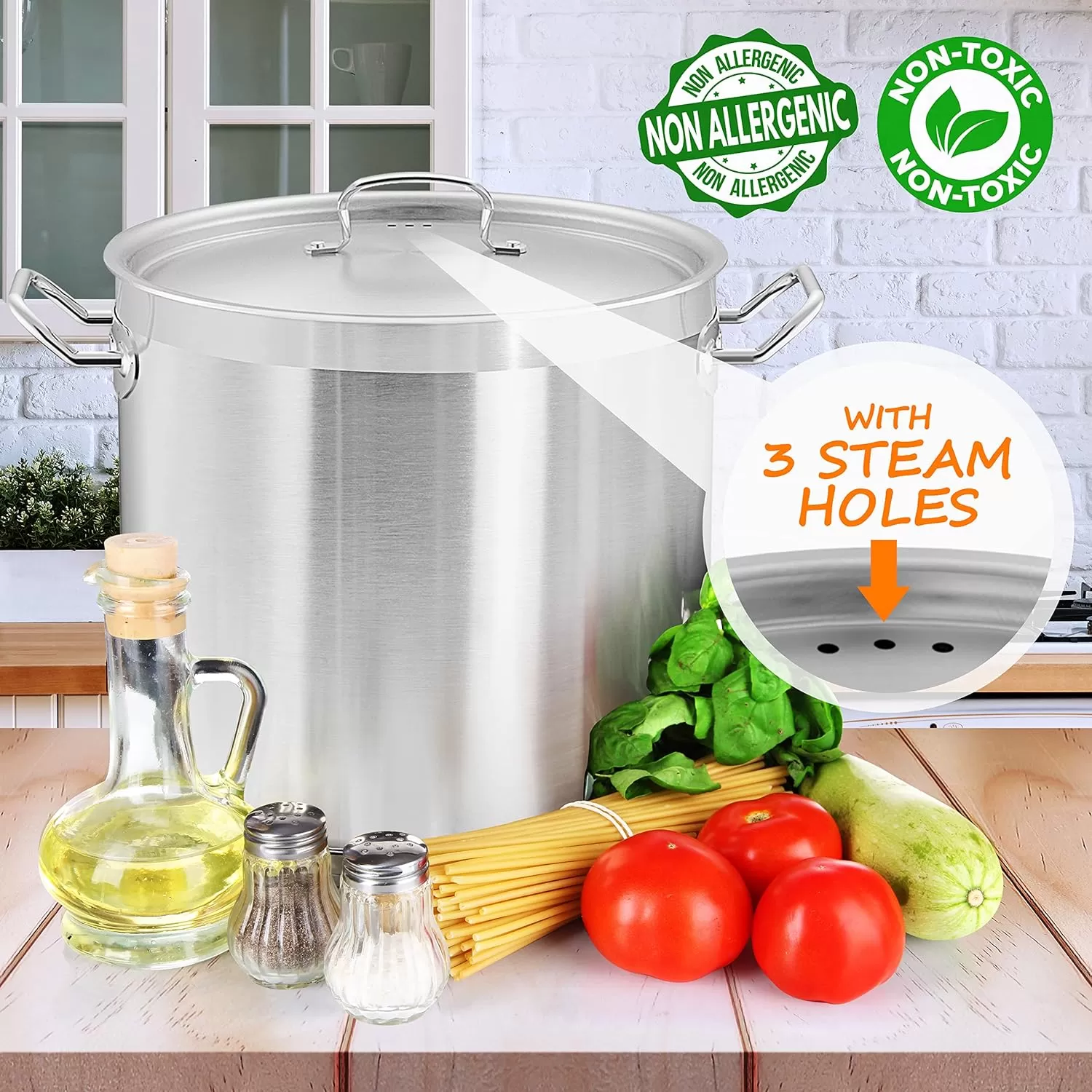 imageNutriChef 20 Quart HeavyDuty Stockpot with Stainless Lid  Large Pot for Induction Gas ampamp Electric Cooktops Perfect for Soups ampamp Stews30 Quarts